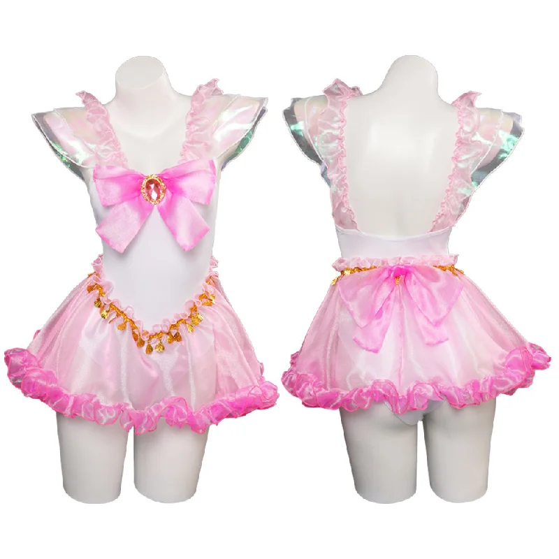 Sailor Moon Chibiusa Pink Swimsuit Outfits Halloween Carnival Original Design Cosplay Costume Sporty Swimsuit Style