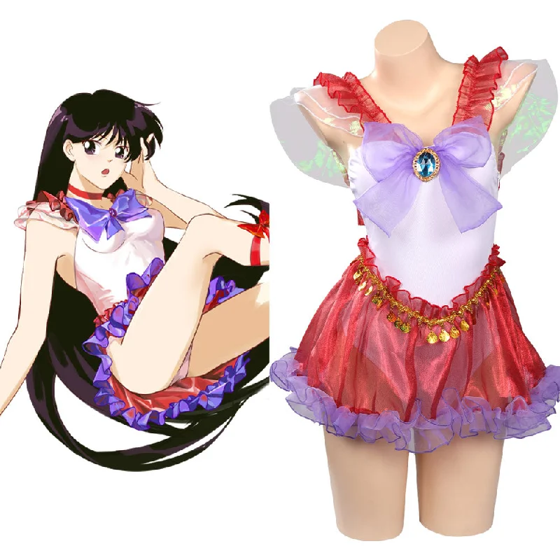 Sailor Moon：Sailor MarsHino Rei Cosplay Costume Swimsuit Outfits Halloween Carnival Suit Elegant Halter Bikini