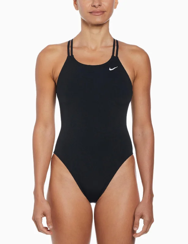 HydraStrong Solid Spiderback 1-Piece Swimsuit - Black Sleek Racerback Swimsuit