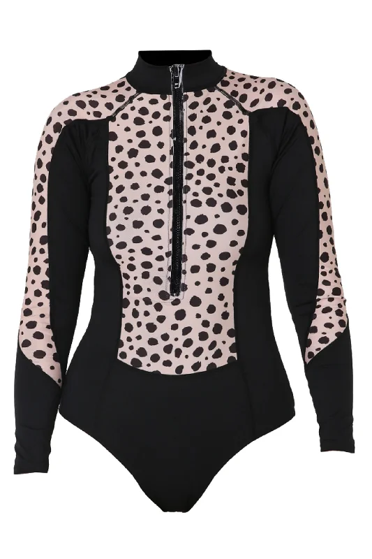 Jetpilot Sina Lycra Ladies Swimsuit - Leopard Swim Dress with Belt