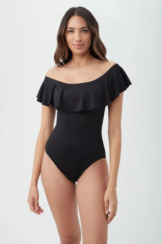 Women's Monaco Off The Shoulder Ruffle One Piece Swimsuit Elegant Swimsuit Bottoms