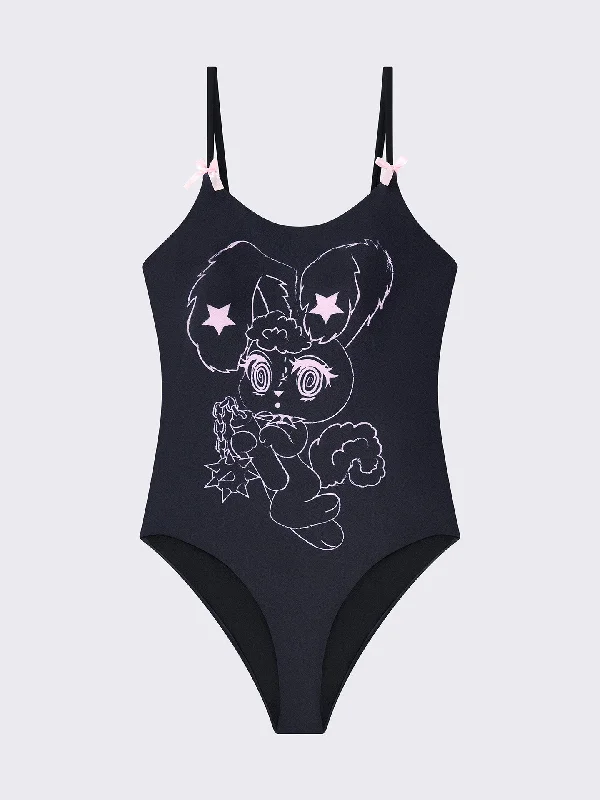 Corsage Cuteness Lace-Up Swimsuit Elegant Swim Dress
