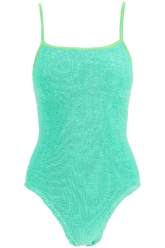 high-waisted neon green one-piece swimsuit with adjustable straps AGATHA NEON GREEN Retro-Inspired Bikini Set