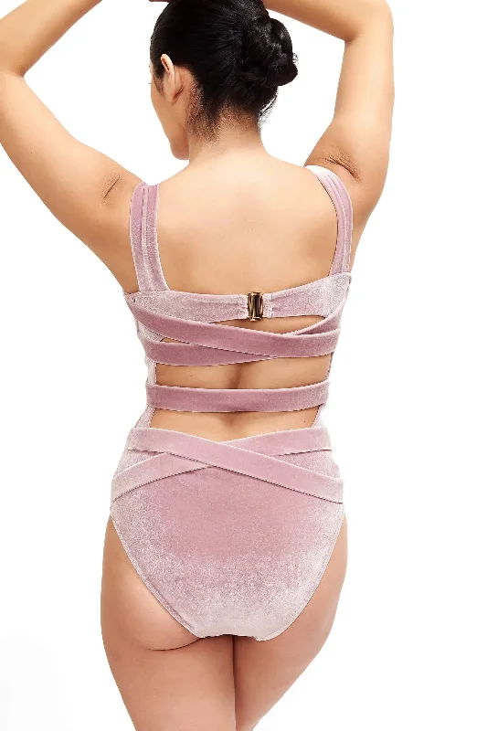 Donatella Velvet One Piece Swimsuit Playful Pattern Swimsuit