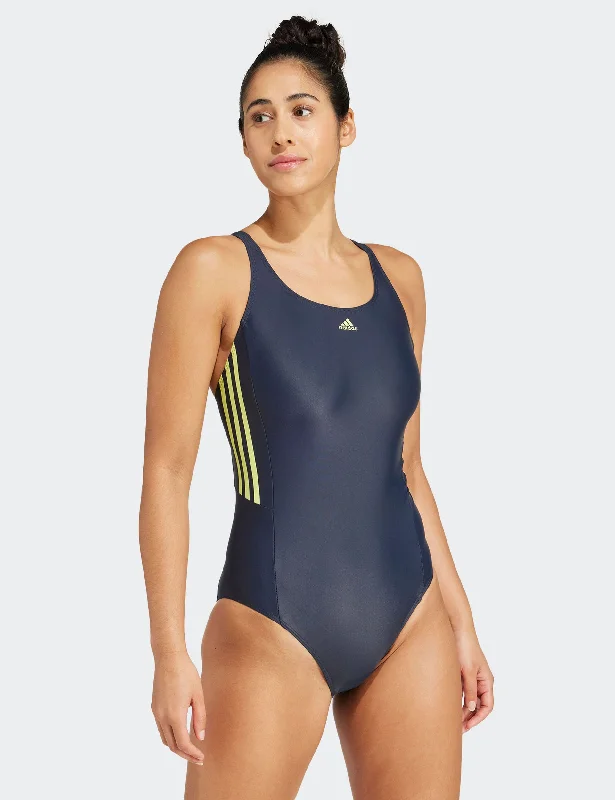 Mid 3-Stripes Swimsuit - Legend Ink/Pulse Lime Adjustable Strap Swimsuit