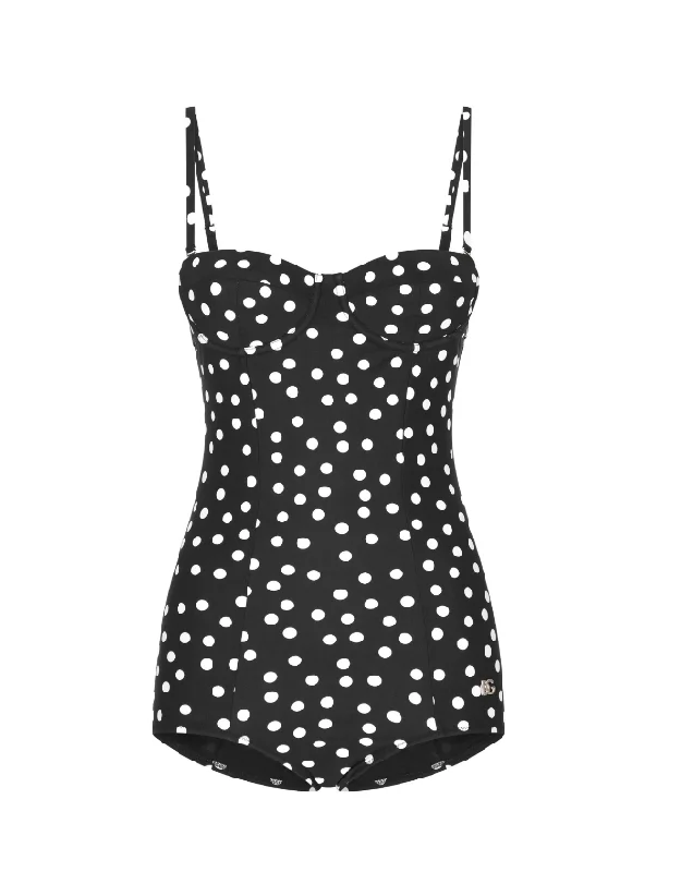 Dolce & Gabbana polka-dot balconette one-piece swimsuit Sporty Swim Shorts