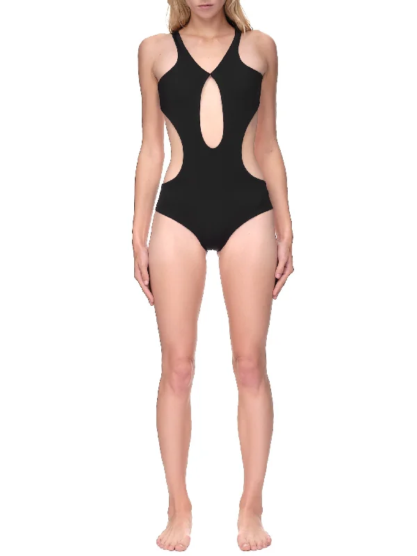 Streamline Swimsuit (SW01-LY01-999-BLACK) Tropical Print One-Piece