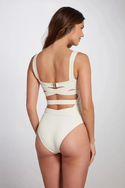 Donatella Ivory One Piece Swimsuit Chic Beach Cover-Up