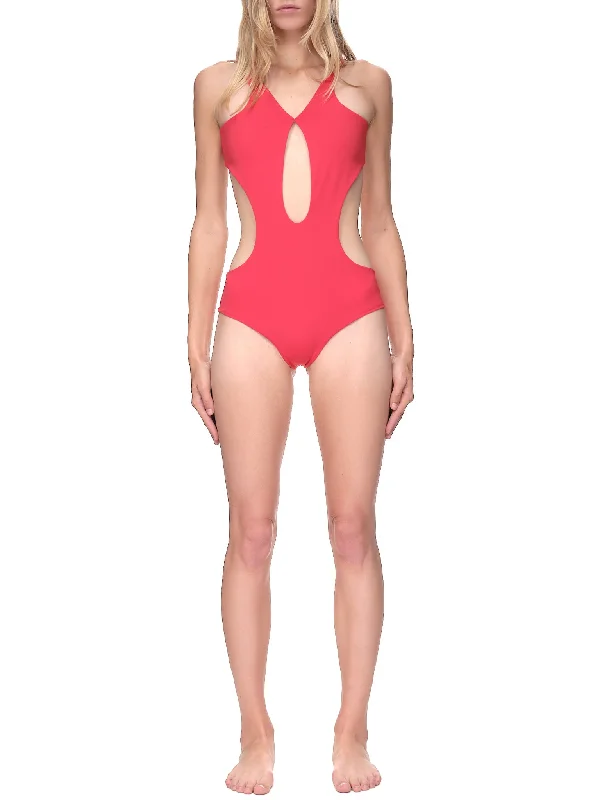 Streamline Swimsuit (SW01-LY01-350-BRIGHT-RED) V-Neck Swim Dress