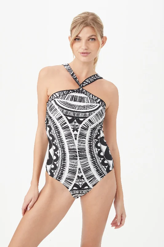 Women's Hula Reversible High Neck One Piece Swimsuit Bold Swimsuit Design