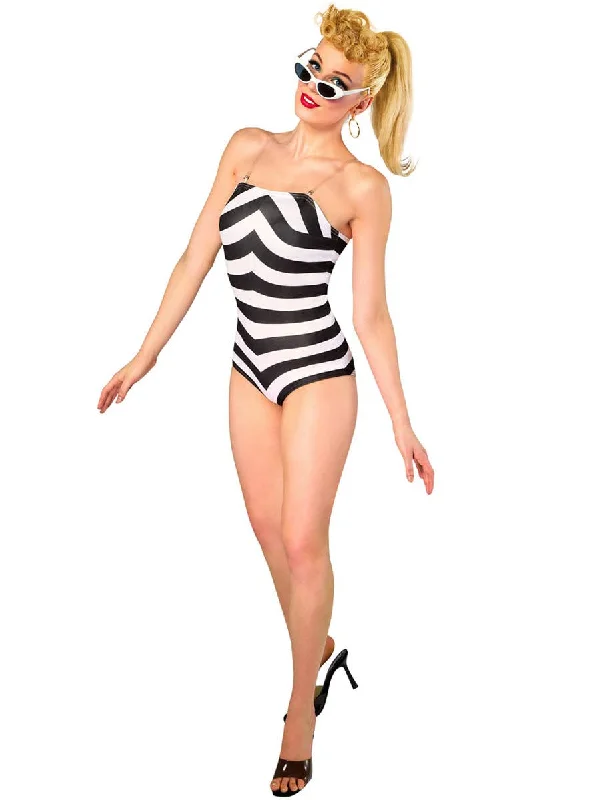 Licensed 1959 Womens Barbie Swimsuit Costume Plunge Neckline Swimsuit