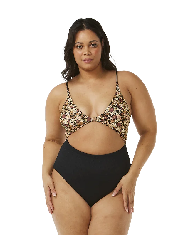 Sea Of Dreams Good One Piece Swimsuit in Brown Sleek Full Coverage
