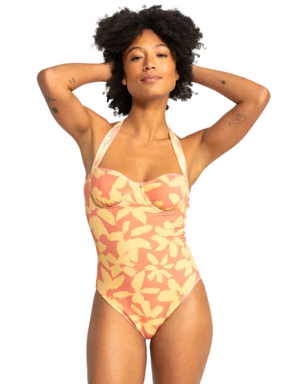 Uni Love Blows Swimsuit in Canyon Clay 2 Tones Flower Mesh Detail Bikini