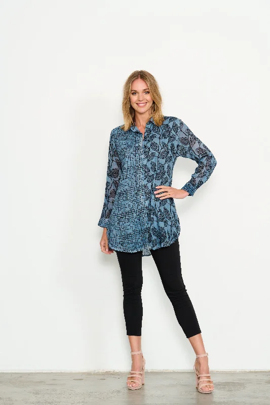 HOLMES & FALLON | Scoop Hem Shirt-- Cotton Fabric Linen Fabric Terry Fabric
