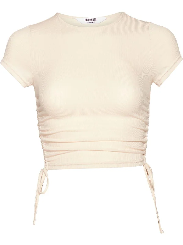 Womens Ribbed Drawstring T-Shirt-- Lace Blend Ribbed Blend Corduroy Blend