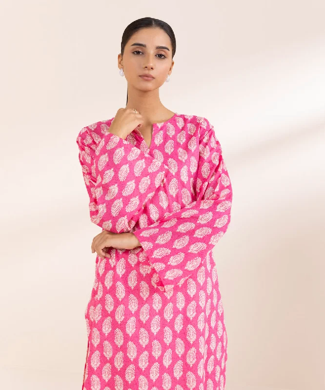 Printed Lawn Shirt-- Hooded Caped Shawl Collar