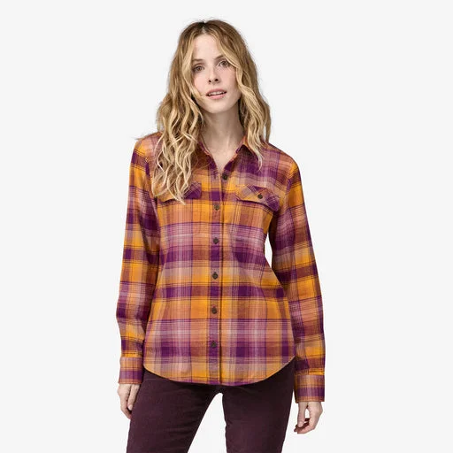 Women's Patagonia | Cotton Fjord Flannel Shirt | Sun Rays Night Plum-- Elegant Classic Vintage