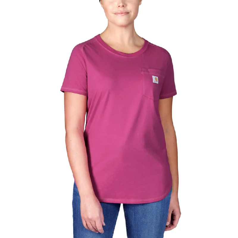 Carhartt WOMENS FORCE® midweight short-sleeve Pocket T-Shirt-- Chenille Blend Fleece Blend Nylon Blend