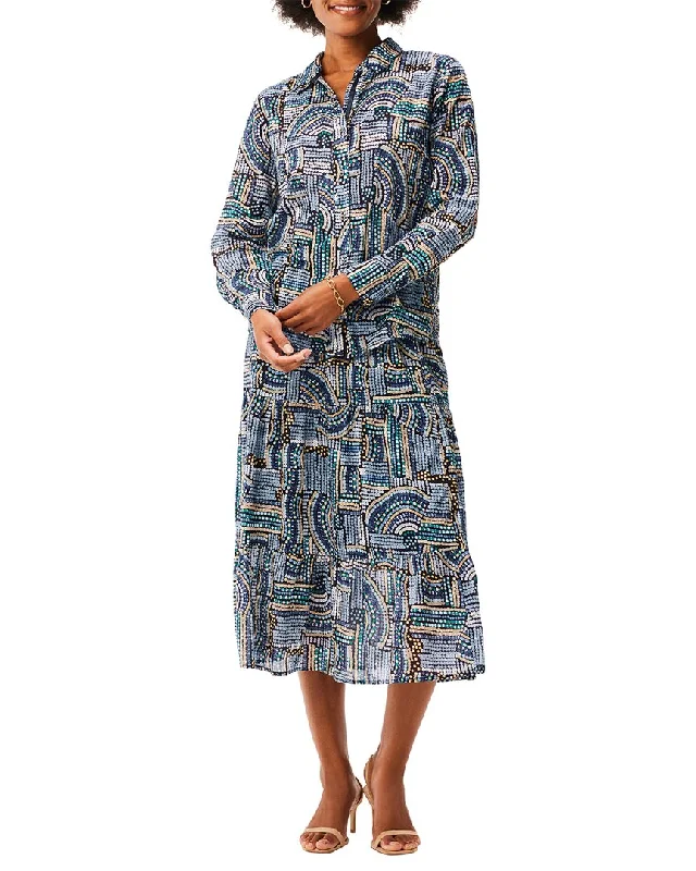 NIC+ZOE Mosaic Mix Crinkle Shirt-- Knit Fabric Woven Fabric Fleece Fabric