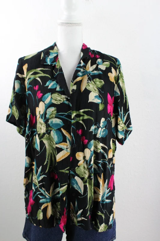 Vintage Floral Shirt (M)-- Chenille Blend Fleece Blend Nylon Blend