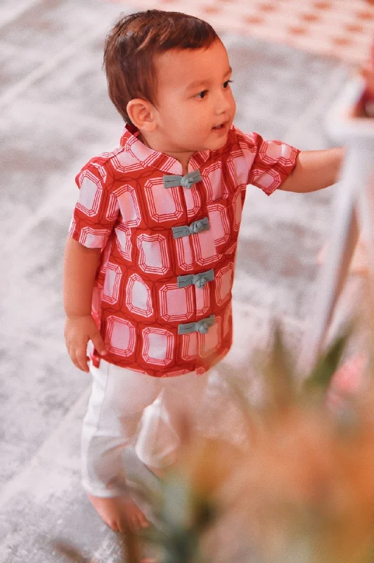 The Chinatown Babies Oriental Shirt - Prosper-- Striped Floral Plaid