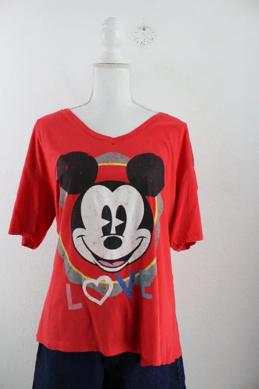 Vintage Red Mickey T-Shirt (XXL)-- Real Fur Shearling Chenille