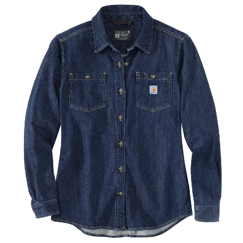 Carhartt WOMENS Relaxed fit midweight Denim Long sleeve shirt-- Chenille Fabric Brocade Fabric Lace Fabric