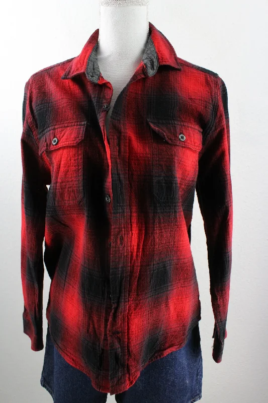 Vintage Plaid Woolrich Shirt (M)-- Collared Crew Neck Turtle Neck