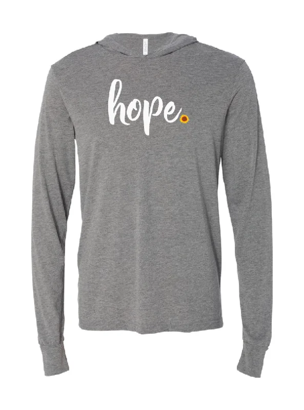 Shirt: Hooded T-shirt: Long Sleeve Script Hope-- Sequined Glittery Shiny