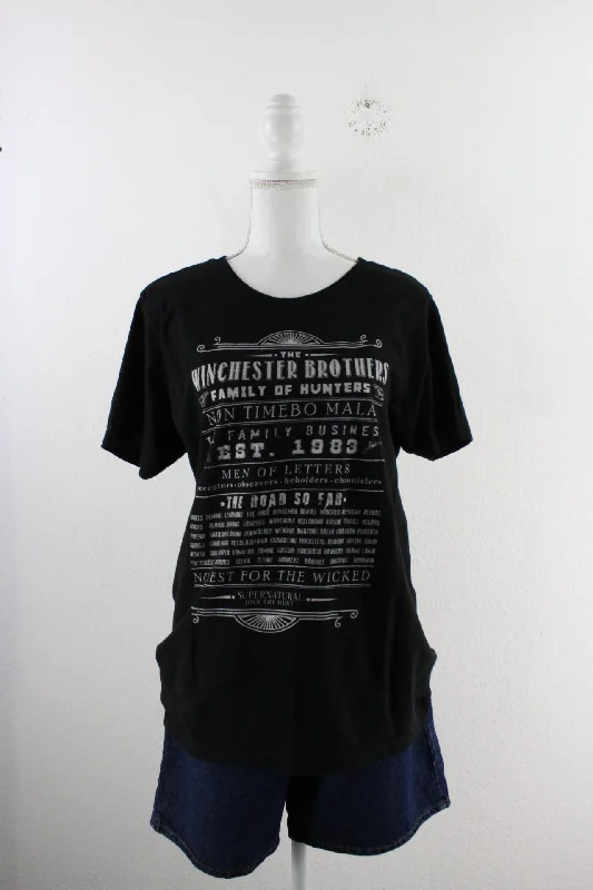 Vintage Supernatural T-Shirt (M)-- Collared T-Shirt Boat Neck A-Line