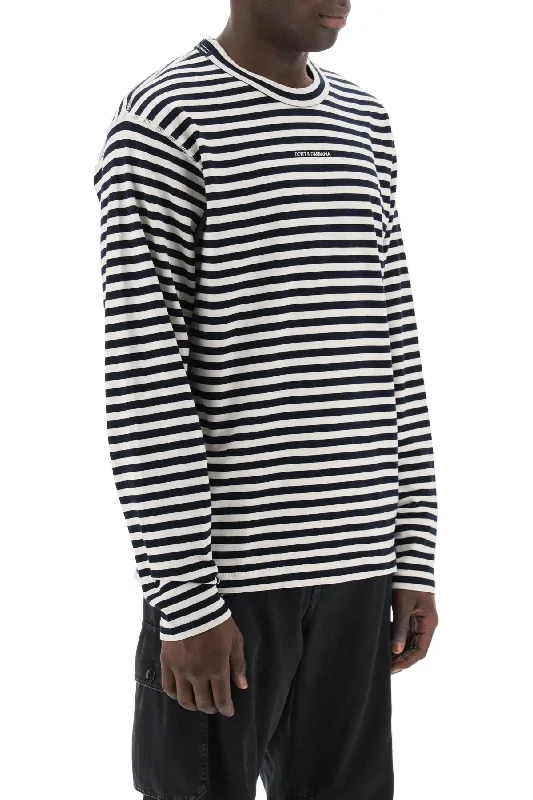Dolce & Gabbana Long-Sleeved Striped T-Shirt-- Collared T-Shirt Boat Neck A-Line