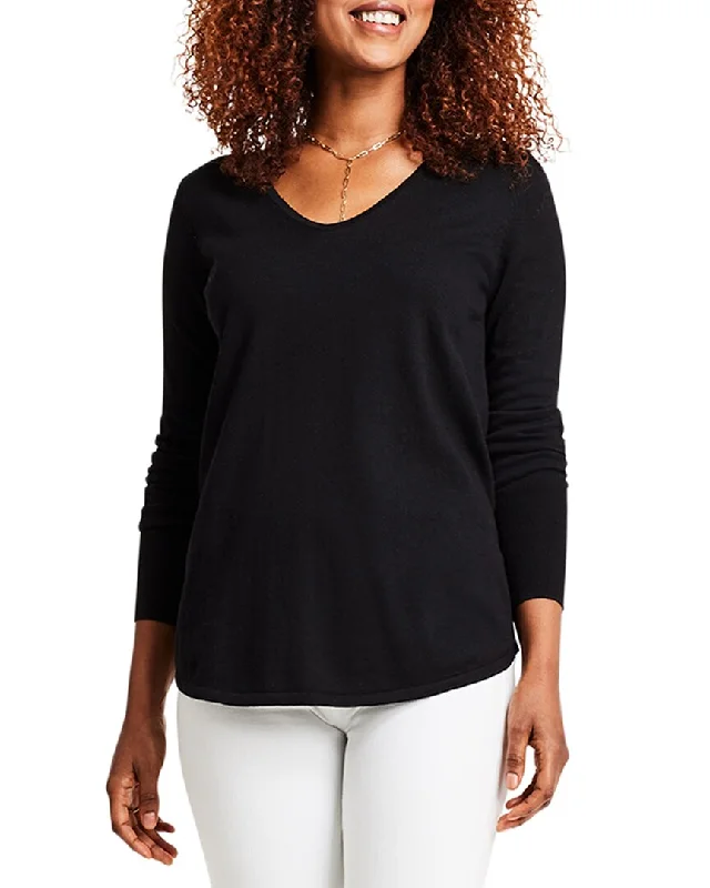 NIC+ZOE Vital V-Neck T-Shirt-- Cotton Fabric Linen Fabric Terry Fabric