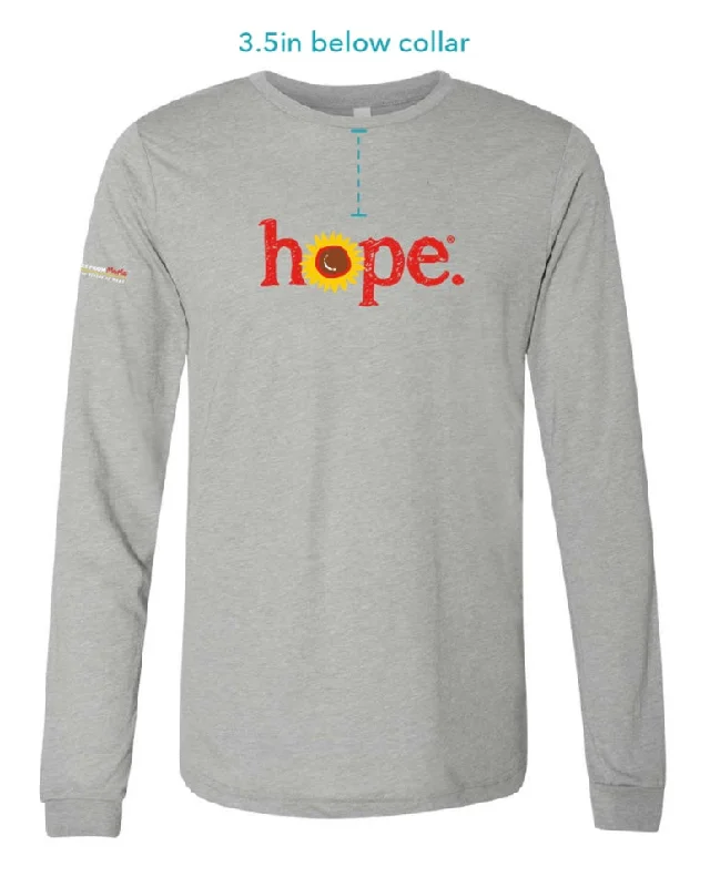Shirt:  Long Sleeve Gray Crew Neck Hope-- Modern Contemporary Chic