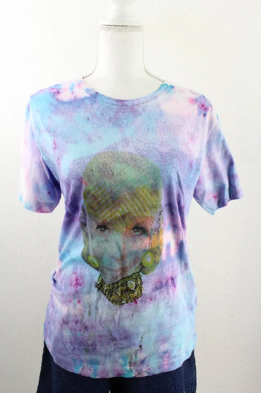Vintage Tie Dye Lady T-Shirt (S)-- Mesh Blend Leather Blend Suede Blend