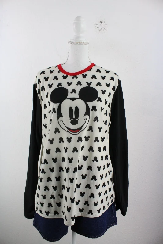 Vintage Mickey Shirt (L)-- Graphic Embroidered Appliqued