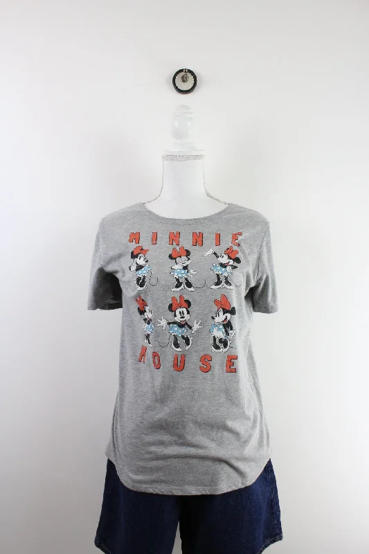 Vintage Minnie Mouse T-Shirt (L)-- Notch Collar Peter Pan Collar Cowl Neck