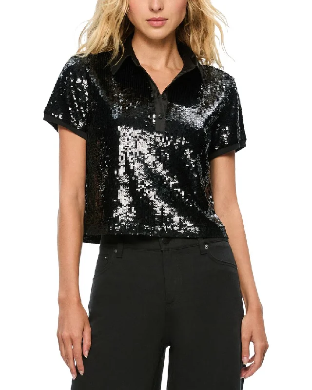 alice + olivia Kit Sequin Shirt-- Welt Pockets Slit Pockets
