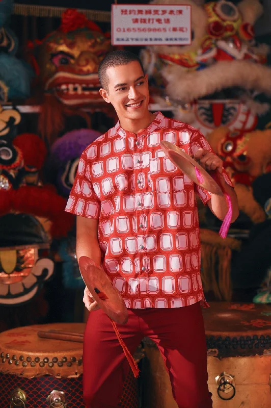 The Chinatown Men Mandarin Shirt - Prosper-- Zippered Front Buttoned Front Snap Front