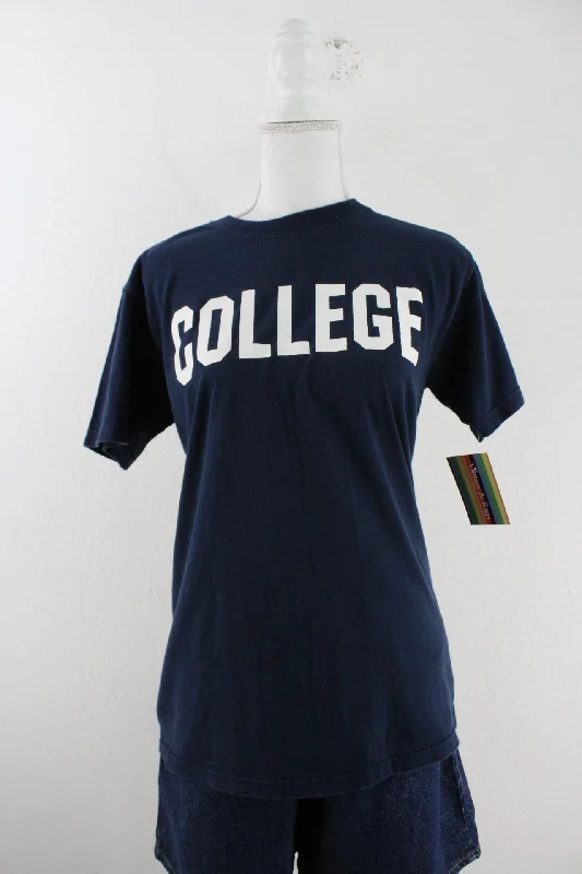 Vintage College T-Shirt (S)-- Spandex Blend Rayon Blend Denim Blend