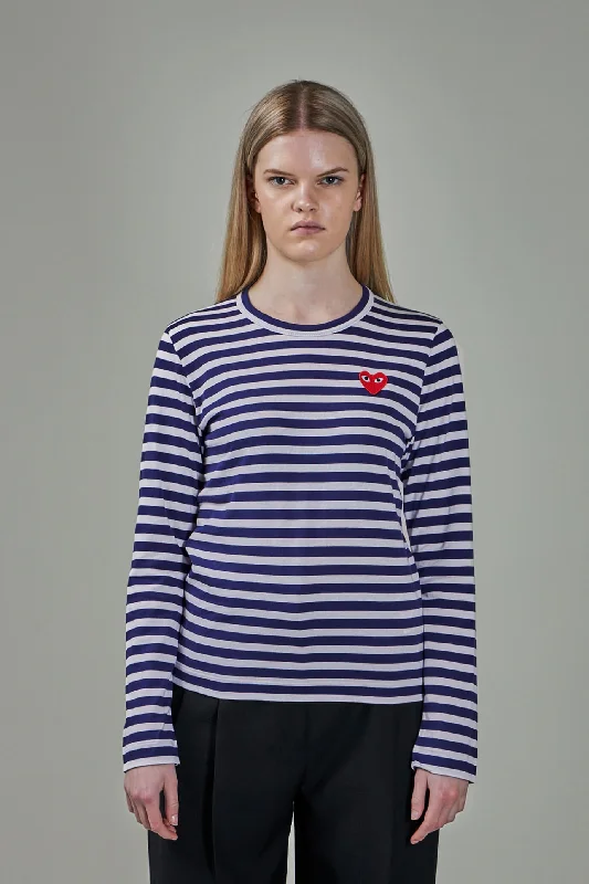 Ladies T-Shirt Knit navy white Stripes-- Denim Fabric Leather Fabric Suede Fabric