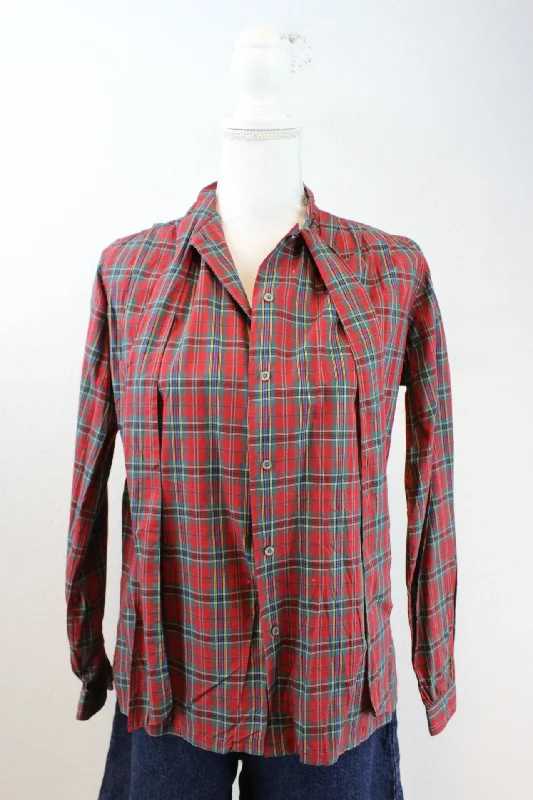 Vintage Checkered Shirt (S)-- Oversized T-Shirt Spandex breathable