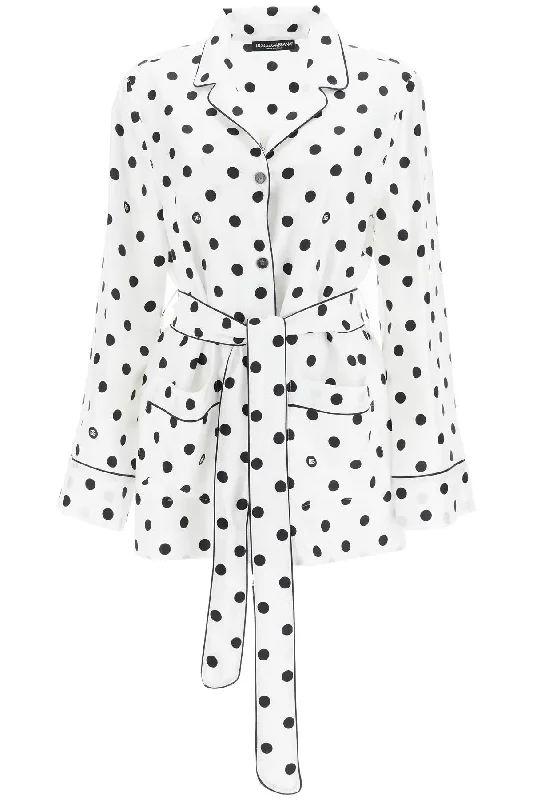 Dolce & Gabbana Women's Silk Polka Dot Pajama Shirt-- Chenille Blend Fleece Blend Nylon Blend Dolce & Gabbana Women's Silk Polka Dot Pajama Shirt-- Chenille Blend Fleece Blend Nylon Blend