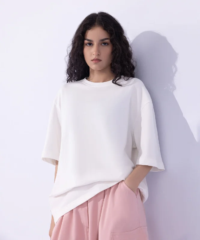 Oversized T-Shirt-- Collared T-Shirt Boat Neck A-Line