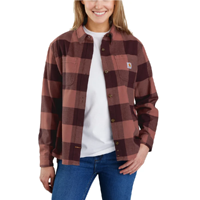 Carhartt WOMENS RUGGED FLEX® Loose fit midweight flannel long-sleeved shirt-- Front Pockets Side Pockets Patch Pockets