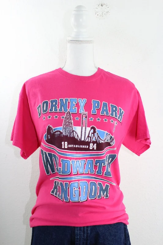 Vintage Dorney Park T-Shirt (M)-- Thin T-Shirt Open Front Quick Dry