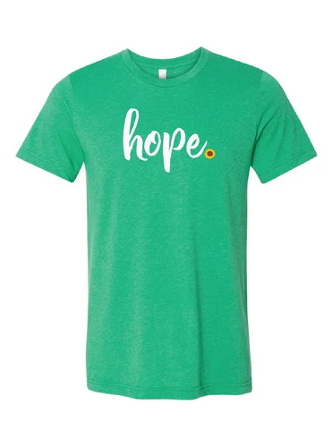 Shirt: Green Script Hope-- Chenille Blend Fleece Blend Nylon Blend