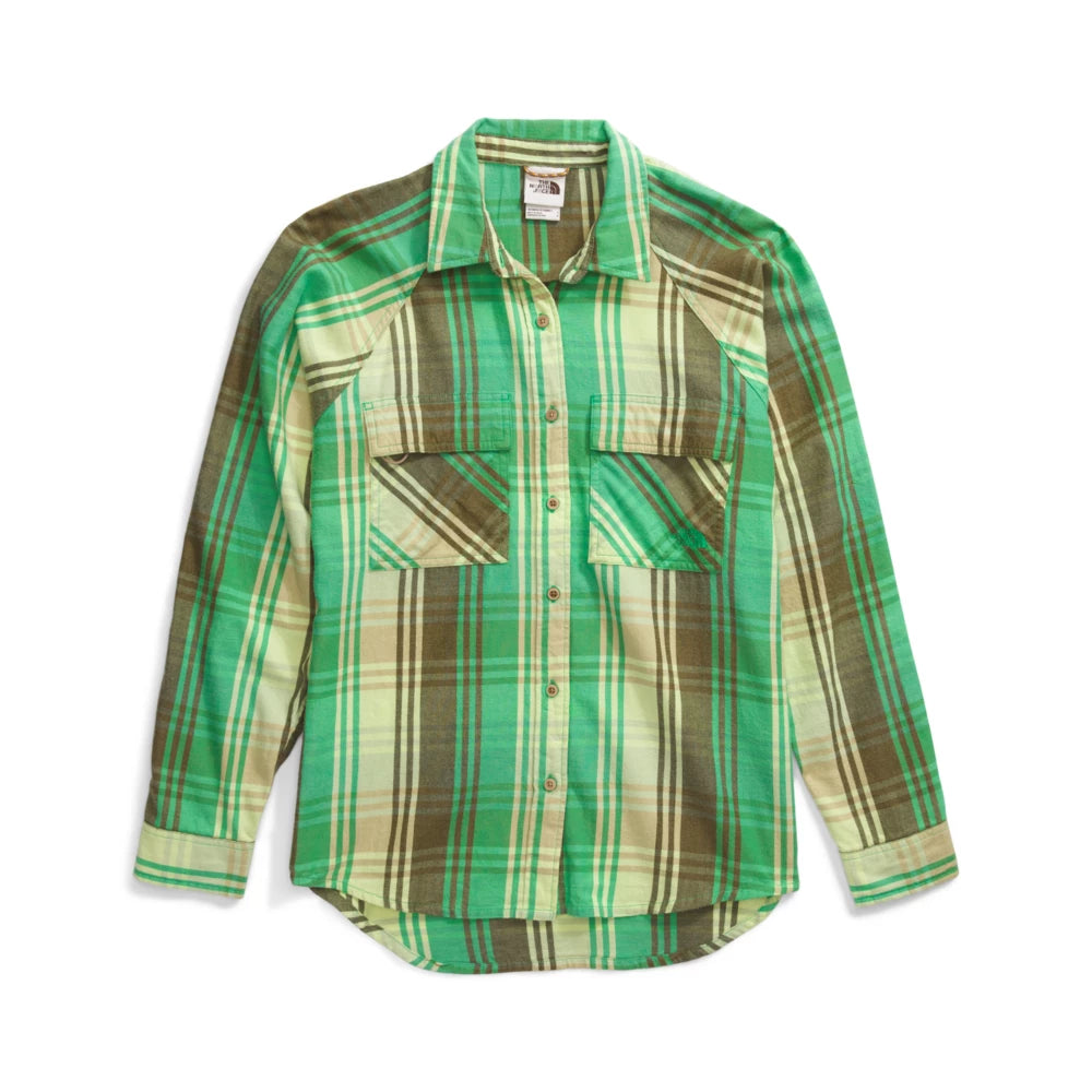 Women's The North Face | Set Up Camp Flannel Shirt | Optic Emerald-- Welt Pockets Slit Pockets