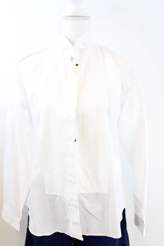 Vintage White Edwards Shirt (S)-- Beaded Sequined Faux Fur