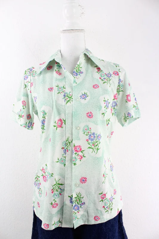 Vintage Flower Shirt (S)-- Lace Blend Ribbed Blend Corduroy Blend