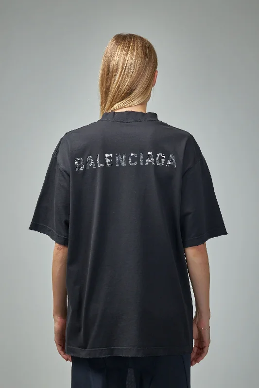 Balenciaga Back T-Shirt Medium Fit-- Chenille Blend Fleece Blend Nylon Blend